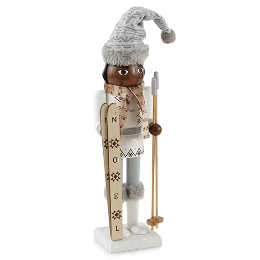Wooden Christmas Nutcracker,14",AFRICAN AMERICAN GIRL SKIER W/SKIS &POLES 627,NP